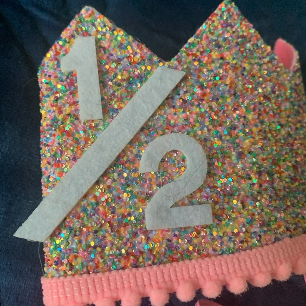 Halfway to One baby donut white ruffle outfit with leggings and sparkly crown